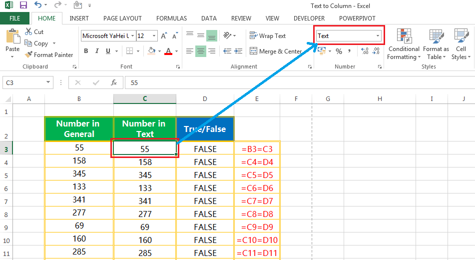 Text to column(Convert Text to Numbers)-3