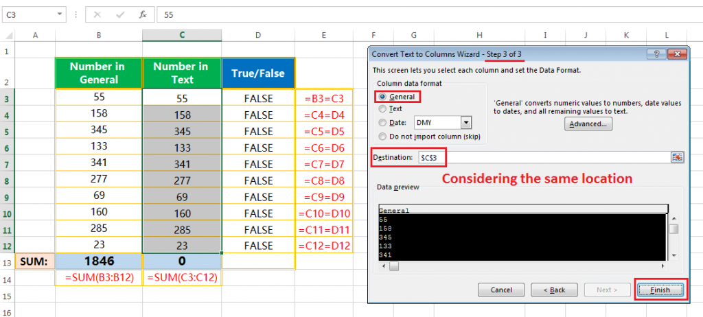 Text to column(Convert Text to Numbers)-6