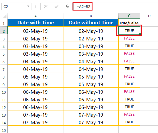 Identify the cells having date & time altogether
