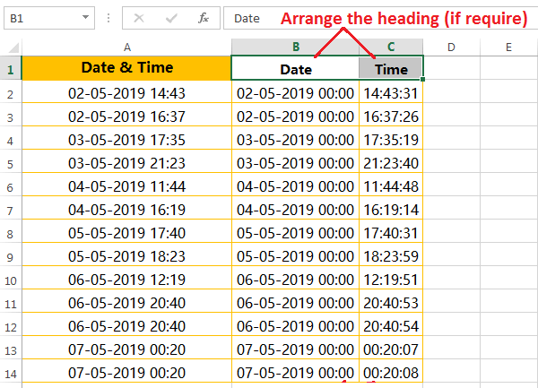 Text to column (Split Date and Time having delimiter space)-5