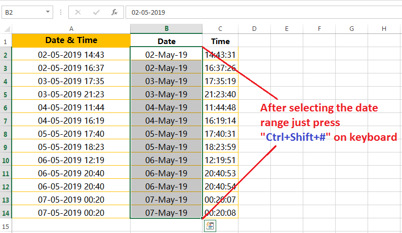 current date in excel shortcut