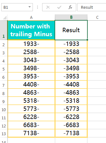 Text to Columns (Convert Numbers with Trailing Minus Sign to negative      numbers)-6