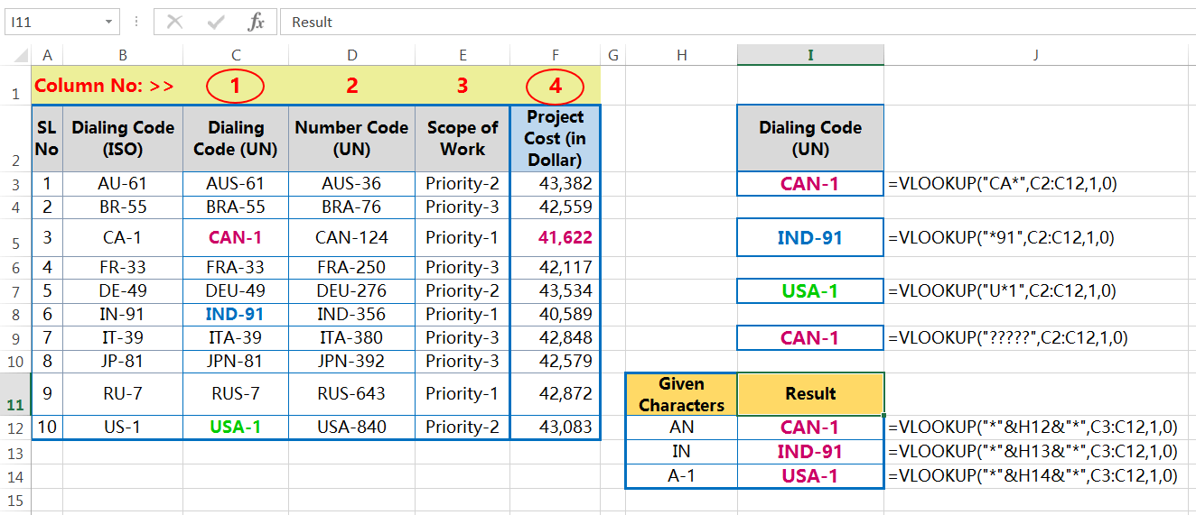 Vlookup wildcards