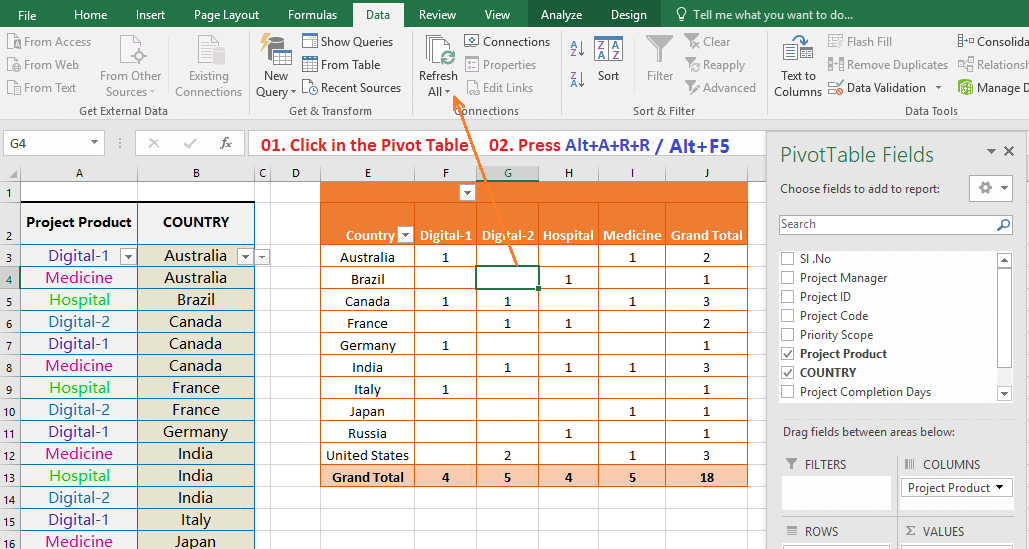 Alt+A+R+R or Alt+F5