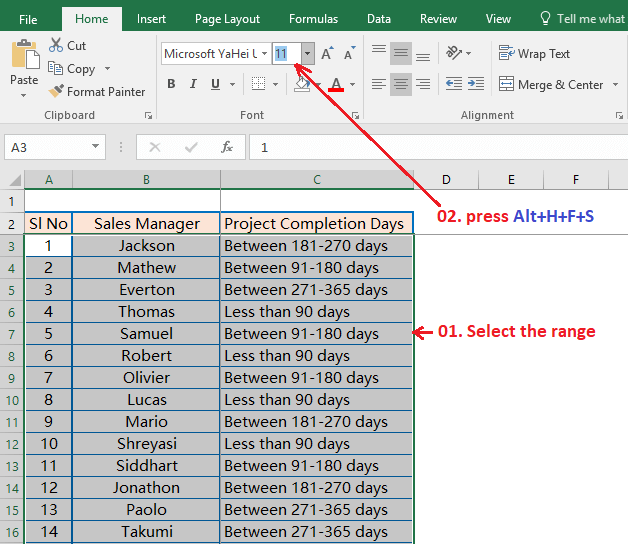 excel merge shortcut