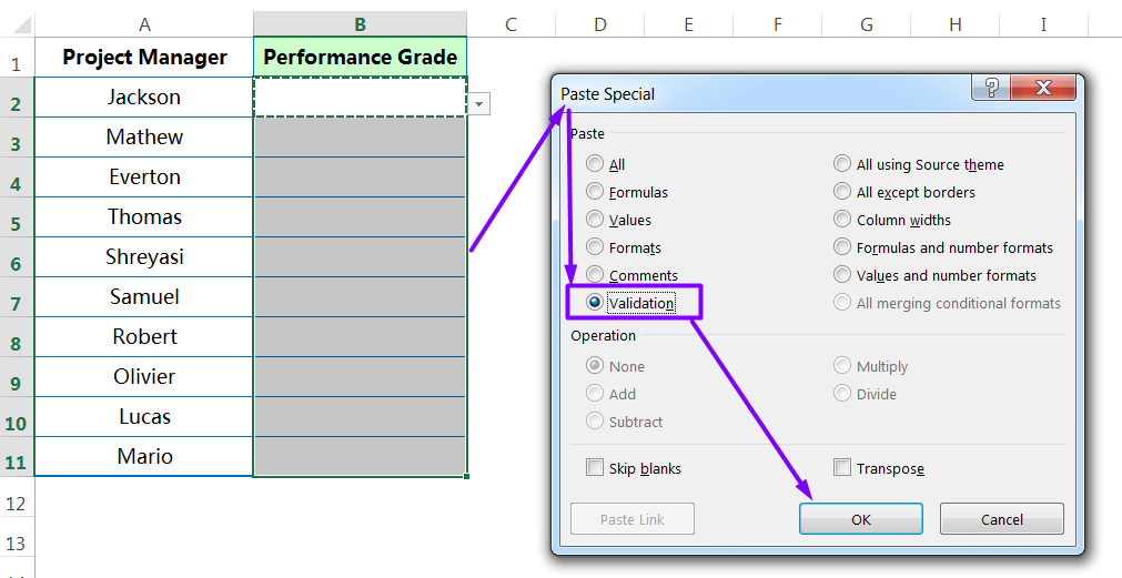 Pasting 'Validation' rules to the entire Ranges_step4