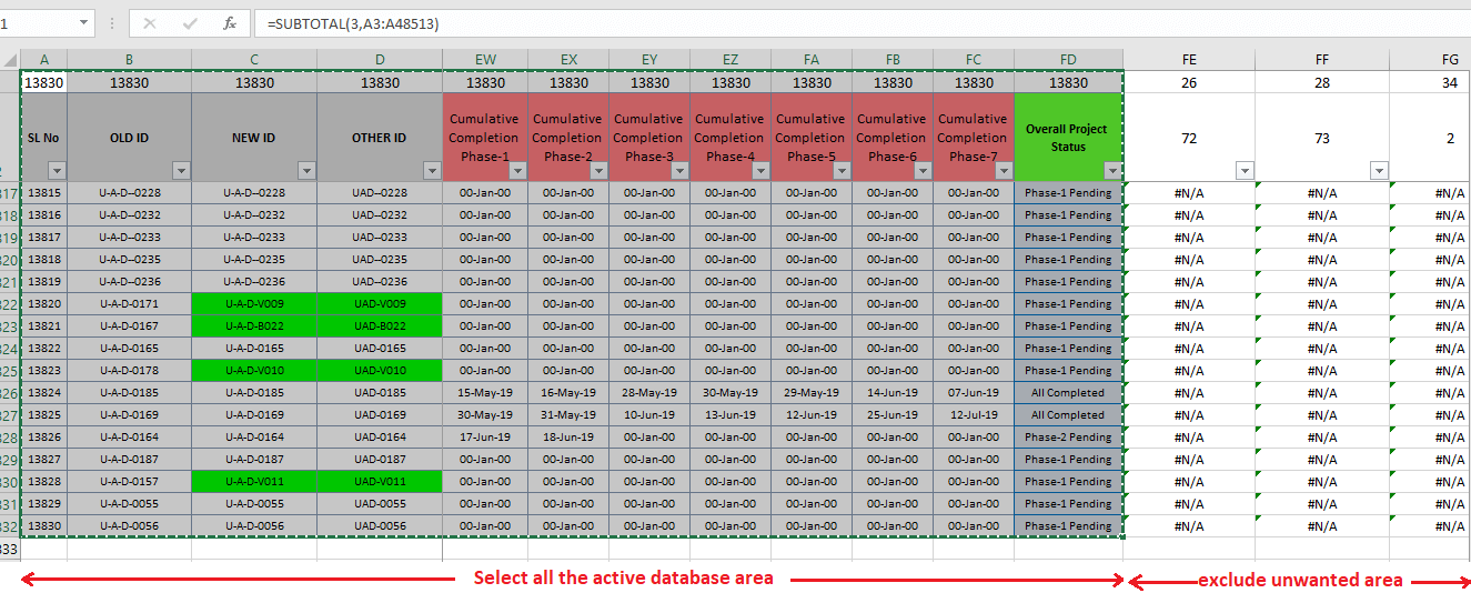 Reduce Excel File size-step1