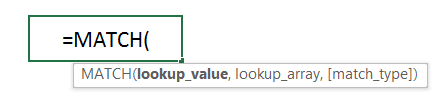 Syntax of the MATCH function