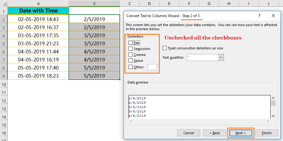 Using the CONCATENATE() Function-Extract Date from Timestamp_5