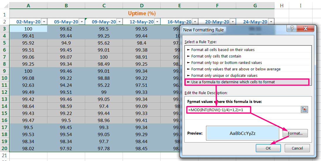 Excel Conditional Formatting_ Creating Checkerboard Shading_3