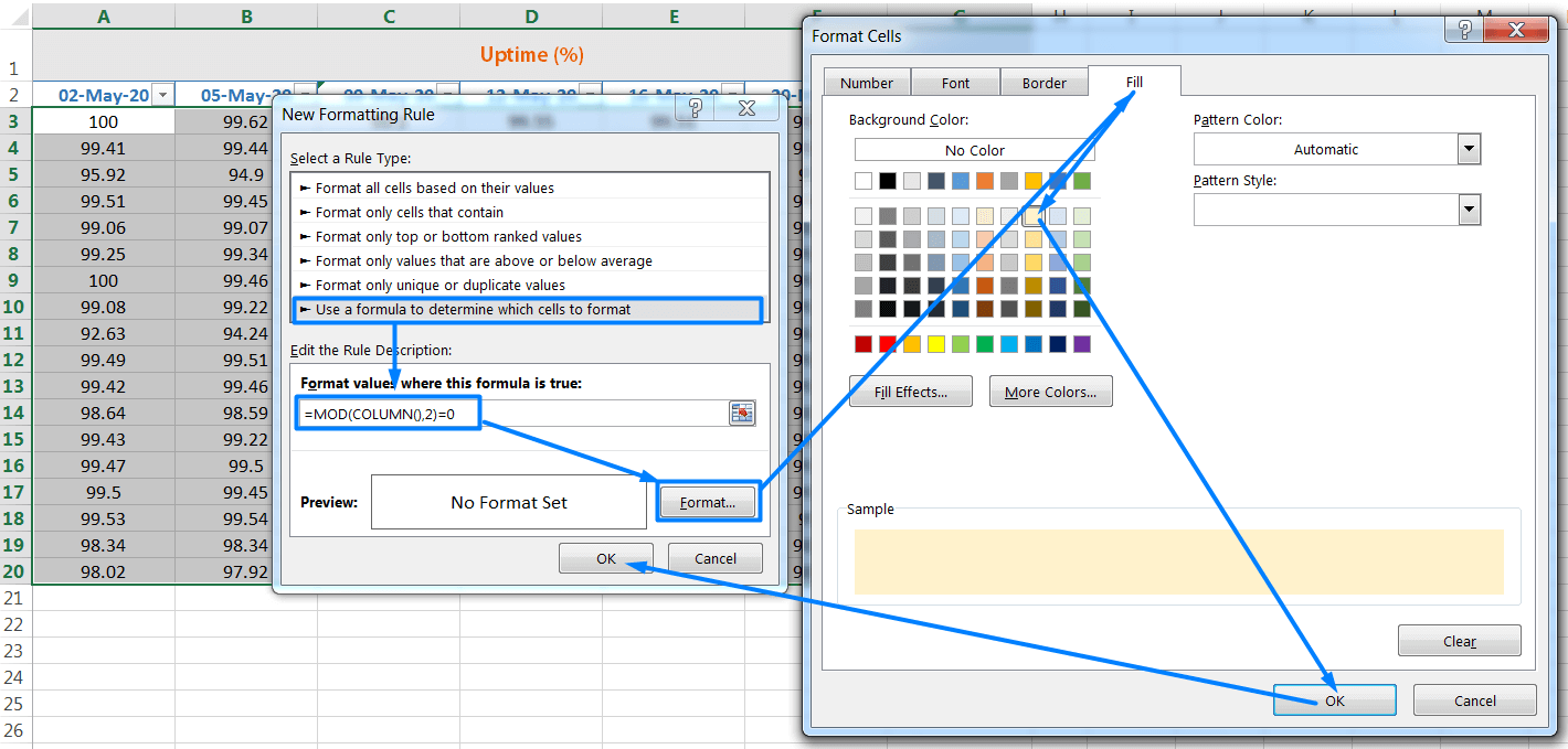 Excel conditional formatting_Creating Alternate-Column Shading_1