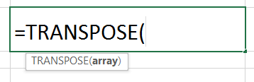 Syntax of the Excel Transpose Function