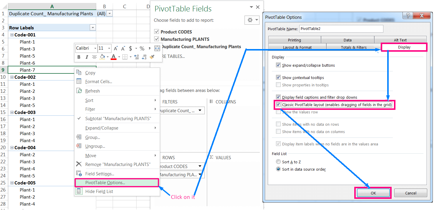 Transpose Data in Excel_A combined Process for Transpose Columns to Rows in Excel_Changing Layout to Classic PivotTable Layout_1