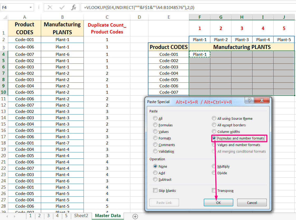 Transpose Data in Excel_A combined Process for Transpose Columns to Rows in Excel_Extending the Formula into the Entire Ranges