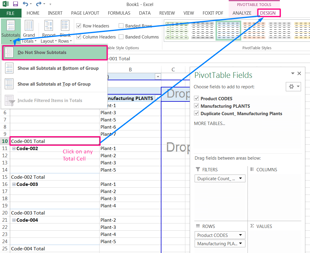 Transpose Data in Excel_A combined Process for Transpose Columns to Rows in Excel_Removing Subtotals_2