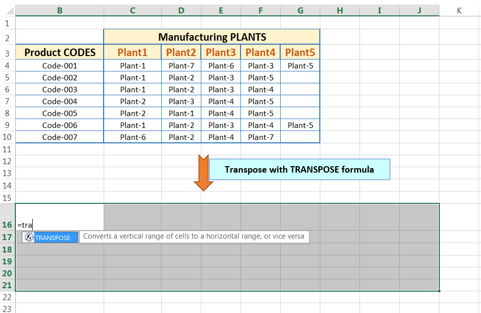 Transpose Data in Excel_Using Excel Transpose Function_1