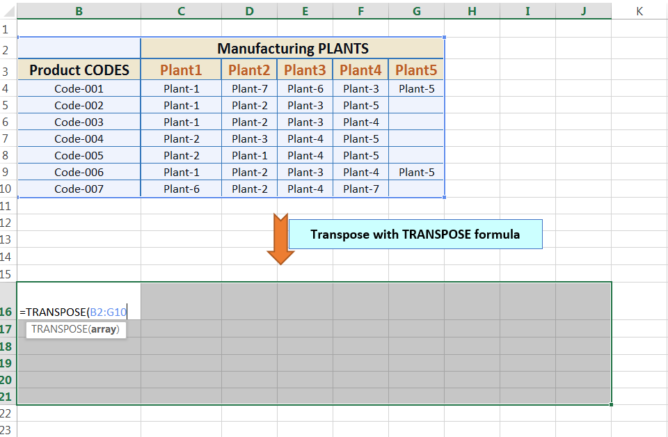 Transpose Data in Excel_Using Excel Transpose Function_2