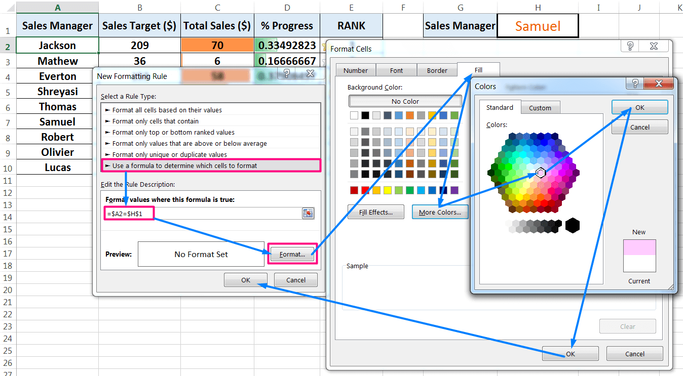 Excel Conditional Formatting_Highlighting a Row Based on a Value_4