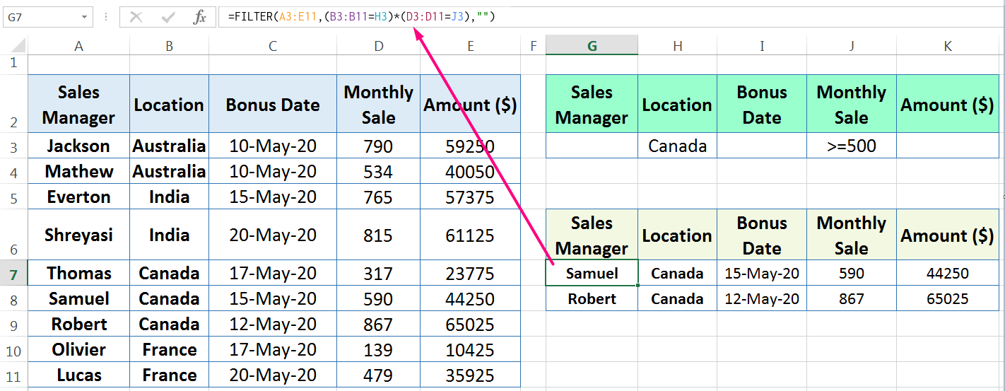Examples of Excel FILTER Function_ Using Multiple AND Criteria