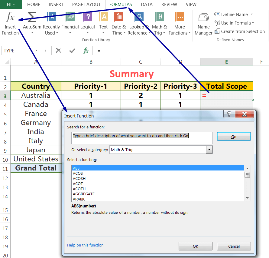 Apply SUM Function With 'Insert Function’ button on the Formula Bar_2
