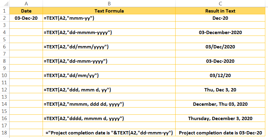Convert Date to Text in Excel Using TEXT Function