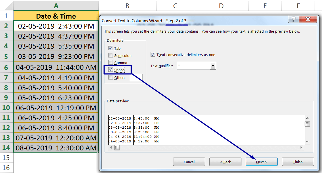 Excel Convert Text to Number Using the TEXT TO COLUMNS WIZARD_2