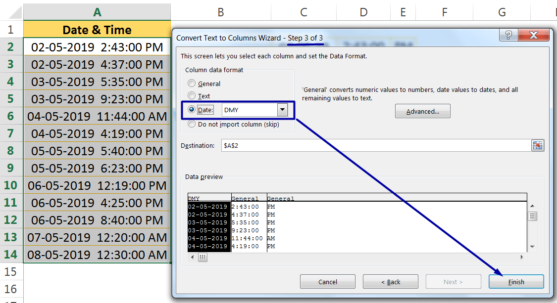 Excel Convert Text to Number Using the TEXT TO COLUMNS WIZARD_3