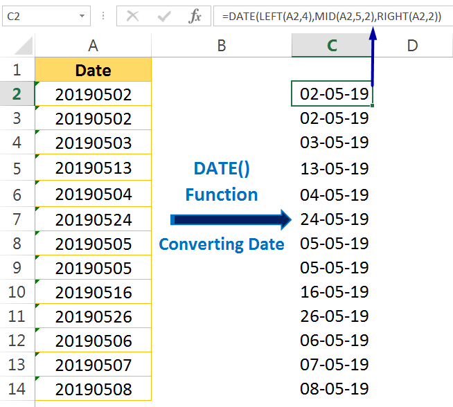 Excel Convert Text to Number_Using the Excel DATE Formula1
