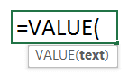 Syntax for the VALUE function
