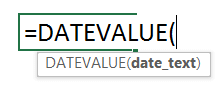 Syntax for the DATEVALUE function