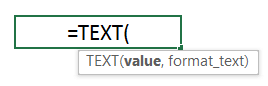 Syntax for the Text Function