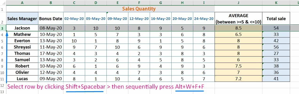 HOW TO FREEZE A ROW IN EXCEL