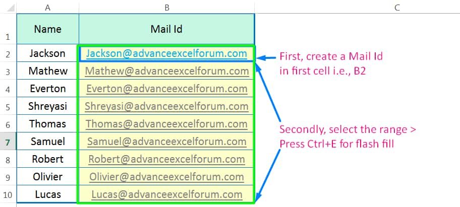 ENTERING DATA BY USING FLASH FILL IN EXCEL_1