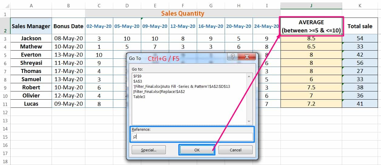 EXCEL 'GO TO' COMMAND HELPS TO MOVE TO A CELL