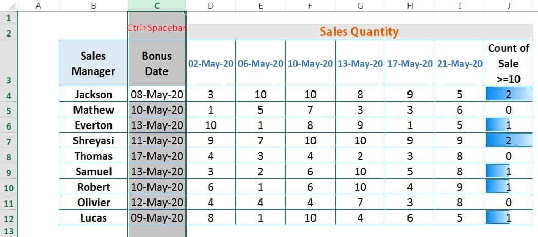HOW TO SELECT MULTIPLE COLUMNS_Select Contiguous Multiple Columns