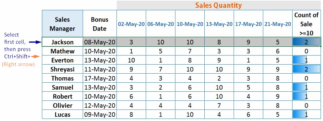 SELECT CONTIGUOUS SEQUENTIAL CELLS IN EXCEL_2