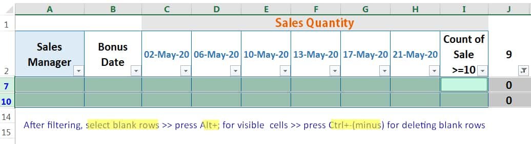 HOW TO DELETE BLANK ROWS IN EXCEL ➢ USING THE COUNTIFS FUNCTION_5