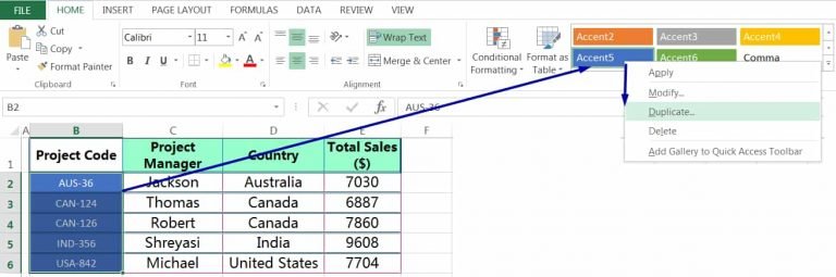 cell styles gallery in excel