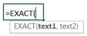 syntax for the Exact function