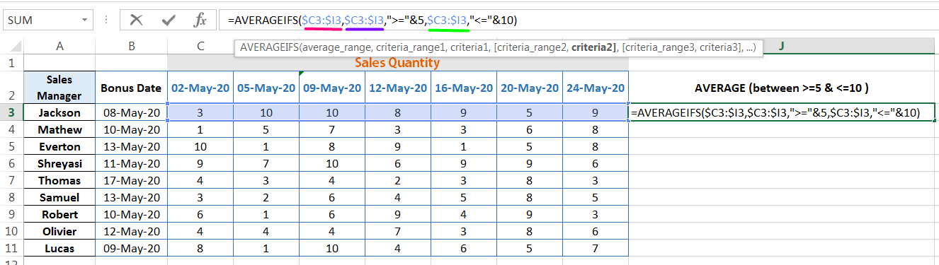 Make an Average in Between Criteria by Using Excel AVERAGEIFS Function_2
